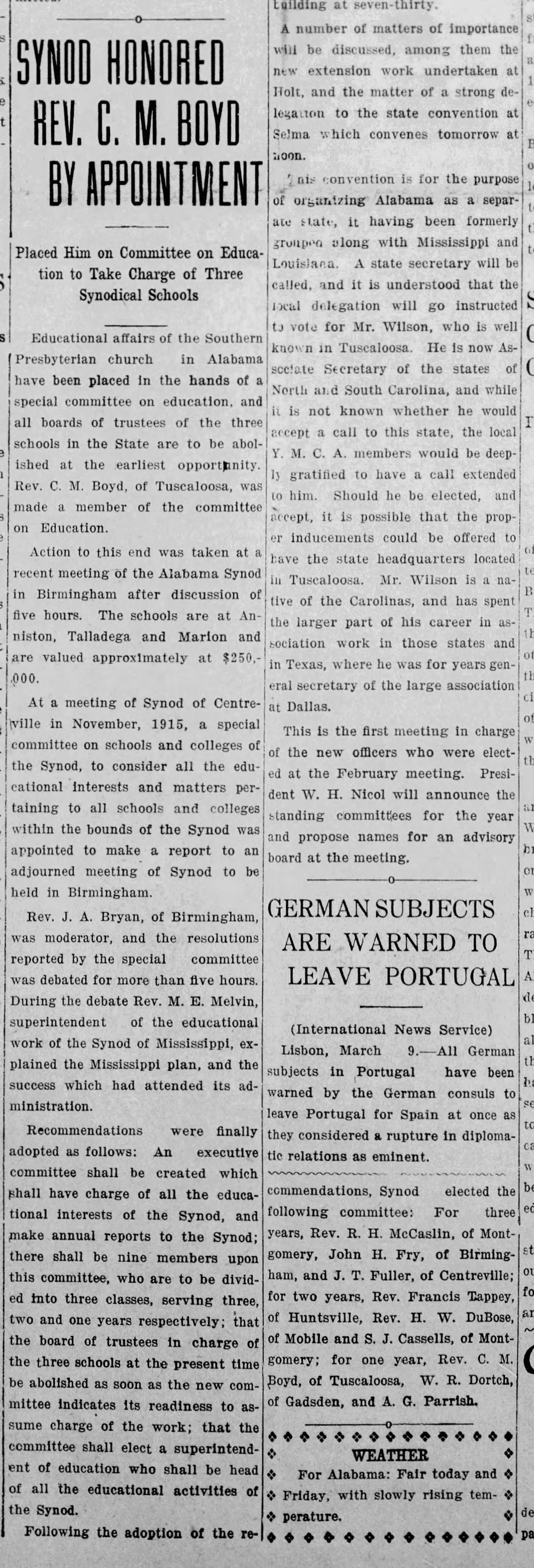 Synod Honored CM Boyd By Appointment (Bryan Moderator)